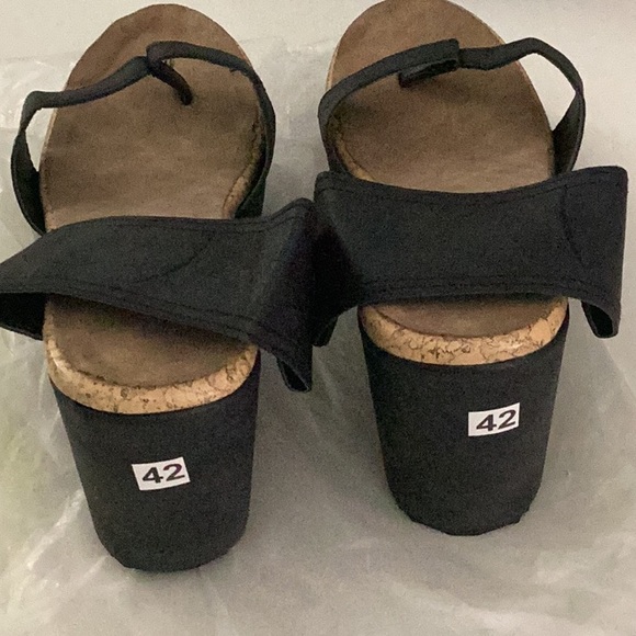 Yasirun Womens Sandals Platform Wedge Heels - black - size 42 (9-9.5) - new - Picture 6 of 9